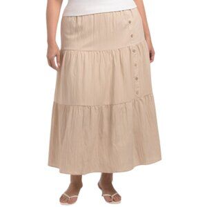 LIV LOS ANGELES Plus Pull On Tiered Skirt With Buttons